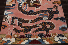 Multi Size Pink Navy Burgundy Color Hand Tufted Pictorial Wool Transitional Oriental Rug