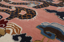 Multi Size Pink Navy Burgundy Color Hand Tufted Pictorial Wool Transitional Oriental Rug