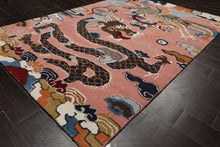 Multi Size Pink Navy Burgundy Color Hand Tufted Pictorial Wool Transitional Oriental Rug