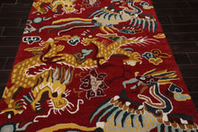 Multi Size Red Gold Teal Color Hand Tufted Pictorial Wool Transitional Oriental Rug