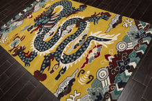 Multi Size Citrus Green White Navy Color Hand Tufted Pictorial Wool Transitional Oriental Rug