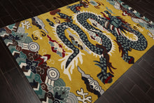 Multi Size Citrus Green White Navy Color Hand Tufted Pictorial Wool Transitional Oriental Rug