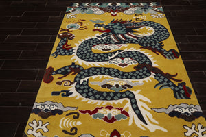 Multi Size Citrus Green White Navy Color Hand Tufted Pictorial Wool Transitional Oriental Rug