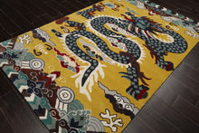 Multi Size Citrus Green White Navy Color Hand Tufted Pictorial Wool Transitional Oriental Rug
