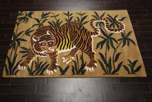 Multi Size Muddy Gold Brown Black Color Hand Tufted Pictorial Wool Transitional Oriental Rug
