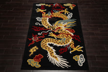 Multi Size Black Gold White Color Hand Tufted Pictorial Wool Transitional Oriental Rug
