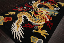 Multi Size Black Gold White Color Hand Tufted Pictorial Wool Transitional Oriental Rug