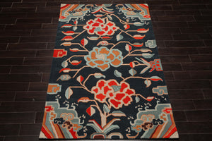 Multi Size Blue Orange Peach Color Hand Tufted Handmade Wool Transitional Oriental Rug