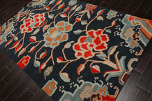 Multi Size Blue Orange Peach Color Hand Tufted Handmade Wool Transitional Oriental Rug