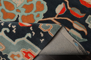 Multi Size Blue Orange Peach Color Hand Tufted Handmade Wool Transitional Oriental Rug