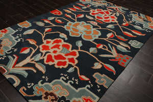 Multi Size Blue Orange Peach Color Hand Tufted Handmade Wool Transitional Oriental Rug