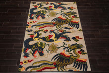Multi Size Cream Teal Lime Color Hand Tufted Pictorial Wool Transitional Oriental Rug