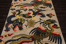 Multi Size Cream Teal Lime Color Hand Tufted Pictorial Wool Transitional Oriental Rug