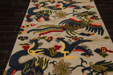 Multi Size Cream Teal Lime Color Hand Tufted Pictorial Wool Transitional Oriental Rug