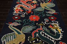 Multi Size Navy Coral Turquoise Color Hand Tufted Pictorial Wool Transitional Oriental Rug