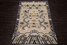 Multi Size Cream Blue Ivory Color Hand Tufted Pictorial Wool Transitional Oriental Rug