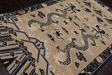 Multi Size Cream Blue Ivory Color Hand Tufted Pictorial Wool Transitional Oriental Rug