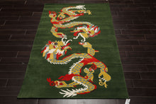 Multi Size Green Gold Red Color Hand Tufted Pictorial Wool Transitional Oriental Rug