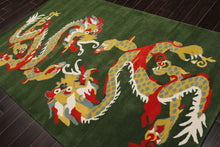 Multi Size Green Gold Red Color Hand Tufted Pictorial Wool Transitional Oriental Rug