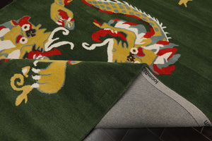 Multi Size Green Gold Red Color Hand Tufted Pictorial Wool Transitional Oriental Rug