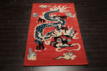 Multi Size Orange Coral Ivory Color Hand Tufted Pictorial Wool Transitional Oriental Rug