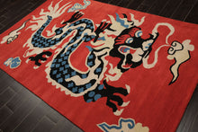 Multi Size Orange Coral Ivory Color Hand Tufted Pictorial Wool Transitional Oriental Rug