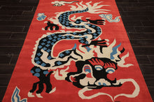 Multi Size Orange Coral Ivory Color Hand Tufted Pictorial Wool Transitional Oriental Rug