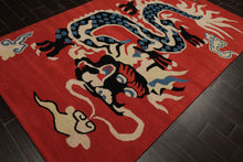 Multi Size Orange Coral Ivory Color Hand Tufted Pictorial Wool Transitional Oriental Rug