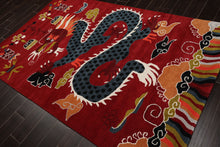Multi Size Rust White Teal Color Hand Tufted Pictorial Wool Transitional Oriental Rug