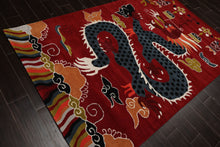 Multi Size Rust White Teal Color Hand Tufted Pictorial Wool Transitional Oriental Rug