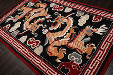 Multi Size Black Red Peach Color Hand Tufted Pictorial Wool Traditional Oriental Rug