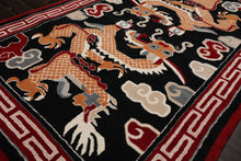 Multi Size Black Red Peach Color Hand Tufted Pictorial Wool Traditional Oriental Rug