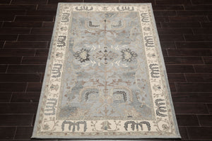 5x8 Slate, Gray, Ivory Color Hand Hooked Handmade Wool Transitional Oriental Rug