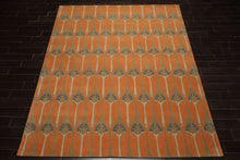 8x10 Orange, Moss, Beige Color Hand Tufted All-Over Wool Transitional Oriental Rug