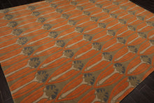 8x10 Orange, Moss, Beige Color Hand Tufted All-Over Wool Transitional Oriental Rug