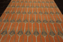 8x10 Orange, Moss, Beige Color Hand Tufted All-Over Wool Transitional Oriental Rug