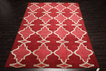 9x12 Red, Rose, Mint Color Hand Loomed Tibetan Wool Transitional Oriental Rug