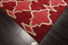 9x12 Red, Rose, Mint Color Hand Loomed Tibetan Wool Transitional Oriental Rug