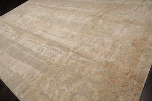 10x14 Beige, Gray, Tan Color Hand Knotted Sherpa Wool and Silk Modern Oriental Rug