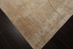 10x14 Beige, Gray, Tan Color Hand Knotted Sherpa Wool and Silk Modern Oriental Rug