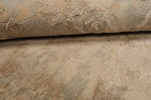 10x14 Beige, Gray, Tan Color Hand Knotted Sherpa Wool and Silk Modern Oriental Rug