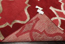 9x12 Red, Rose, Mint Color Hand Loomed Tibetan Wool Transitional Oriental Rug