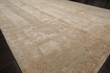 10x14 Beige, Gray, Tan Color Hand Knotted Sherpa Wool and Silk Modern Oriental Rug