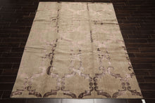 8x10 Gray, Taupe, Color Hand Loomed Tibetan Wool & Bamboo Silk Transitional Oriental Rug