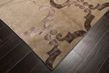 8x10 Gray, Taupe, Color Hand Loomed Tibetan Wool & Bamboo Silk Transitional Oriental Rug