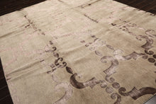 8x10 Gray, Taupe, Color Hand Loomed Tibetan Wool & Bamboo Silk Transitional Oriental Rug