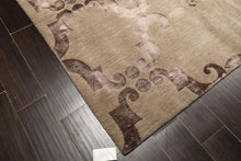 8x10 Gray, Taupe, Color Hand Loomed Tibetan Wool & Bamboo Silk Transitional Oriental Rug