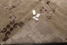 8x10 Gray, Taupe, Color Hand Loomed Tibetan Wool & Bamboo Silk Transitional Oriental Rug
