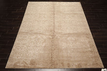 8x10 Beige, Taupe, Color Hand Knotted Tibetan Wool & Bamboo Silk Transitional Oriental Rug
