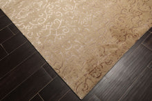 8x10 Beige, Taupe, Color Hand Knotted Tibetan Wool & Bamboo Silk Transitional Oriental Rug